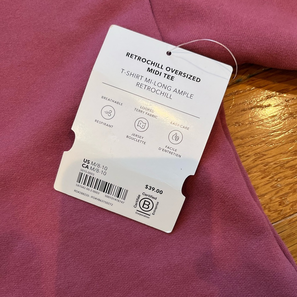 Athleta Girl - Kids Retrochill Oversized Midi Tee Pink Polo Shirt - Size M - Picture 5 of 7